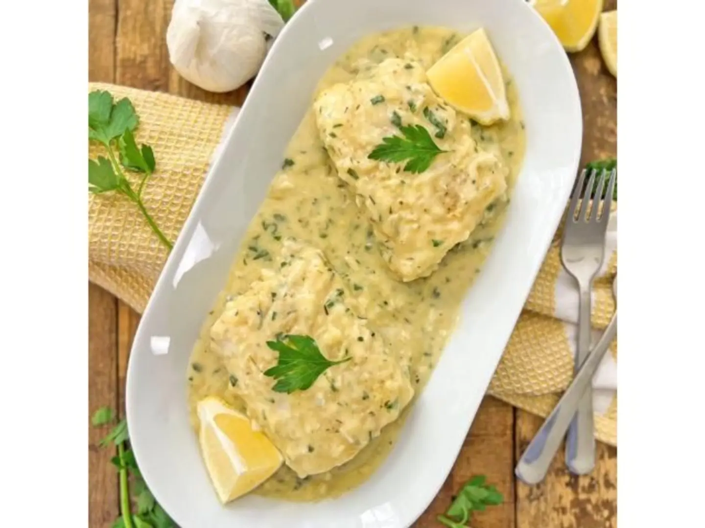 سمك بصلصة الثوم