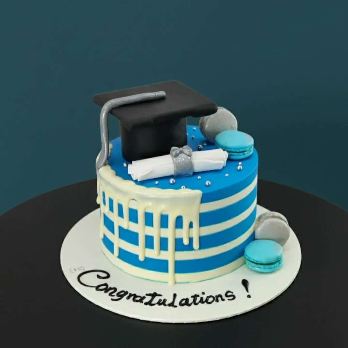 Cap N Scroll Blue Cake