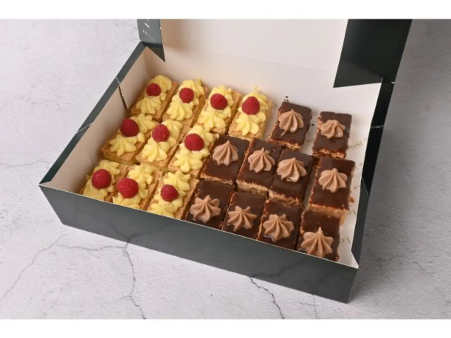 20 Mini Mille Feuille Custard. Mini Mille Feuille Chocolate