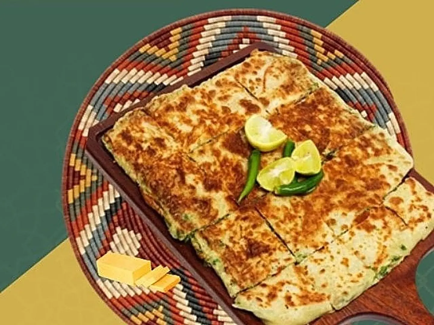 Chicken Mutabbak With Cheddar Cheese