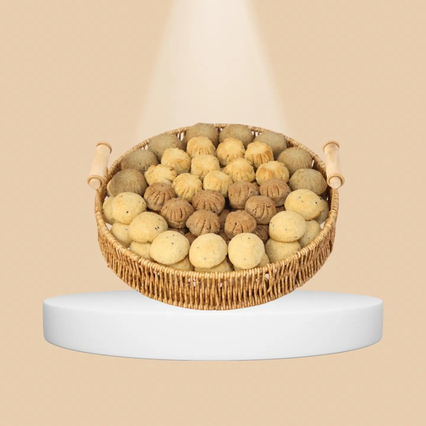 سلة دائري وسط واي ام معمول منقشين و دخن وقشطة