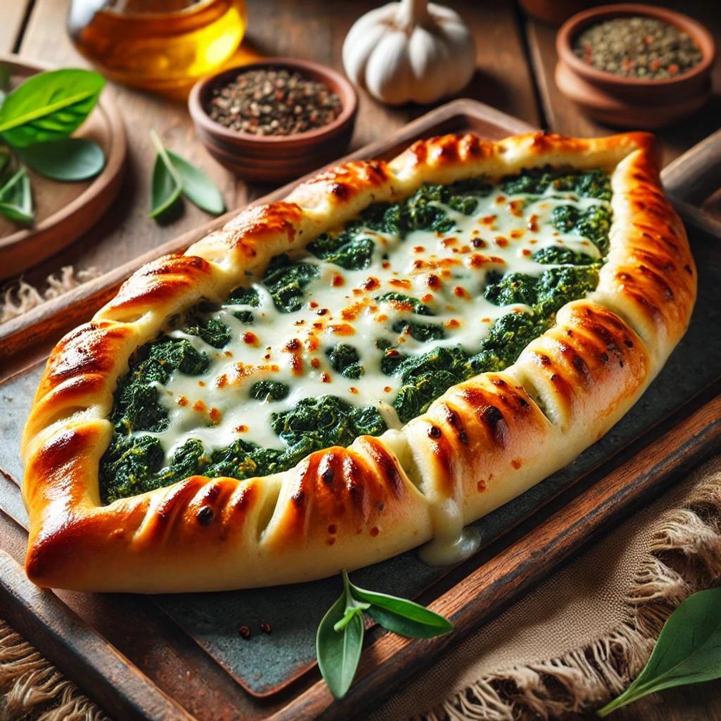Turkish Spinach Manakeesh With Cheese