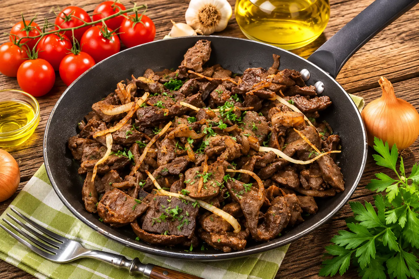 كبدة غنم مع اللحم