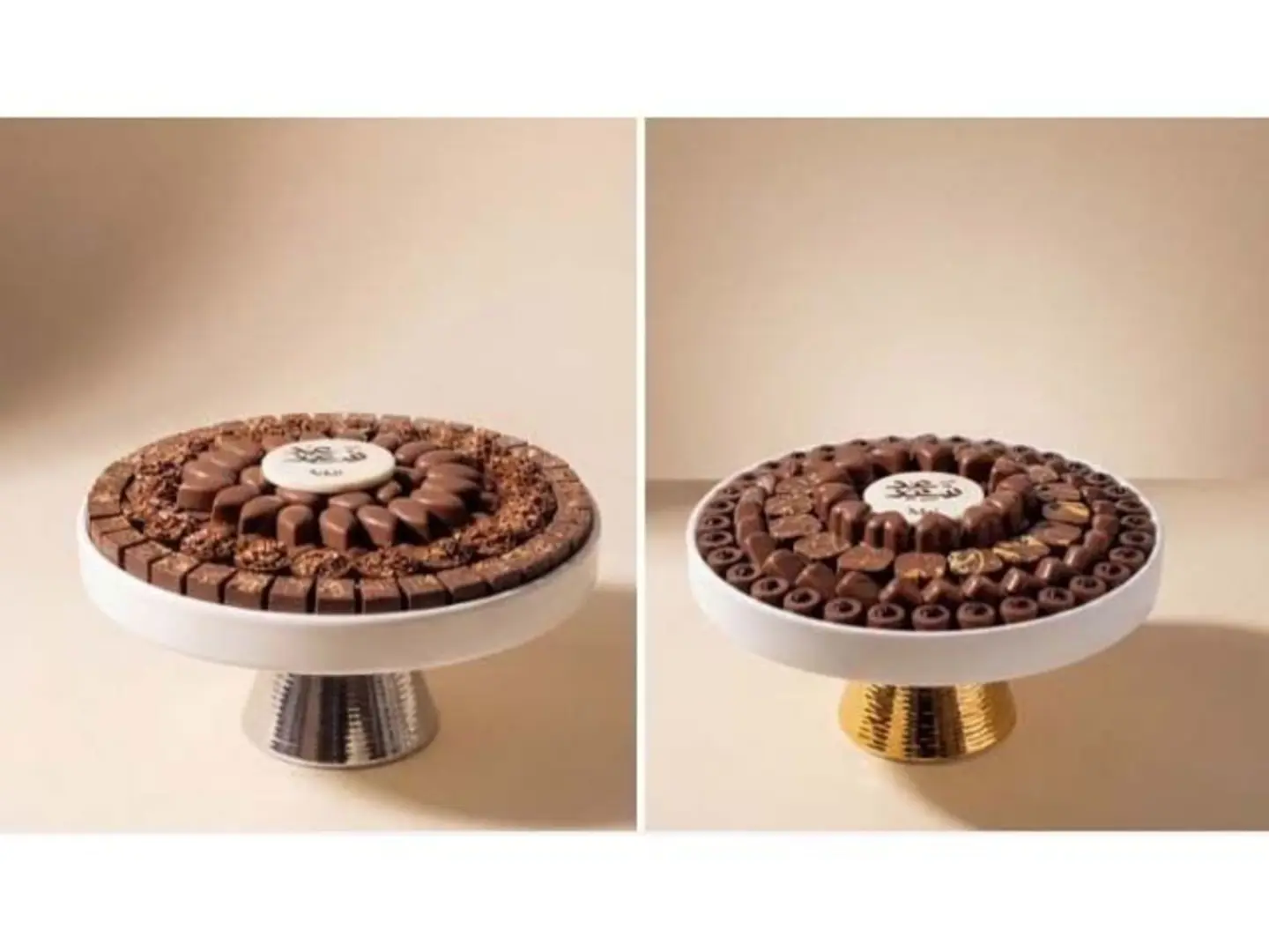 شوكلاتة صحن ابيض بقاعدة