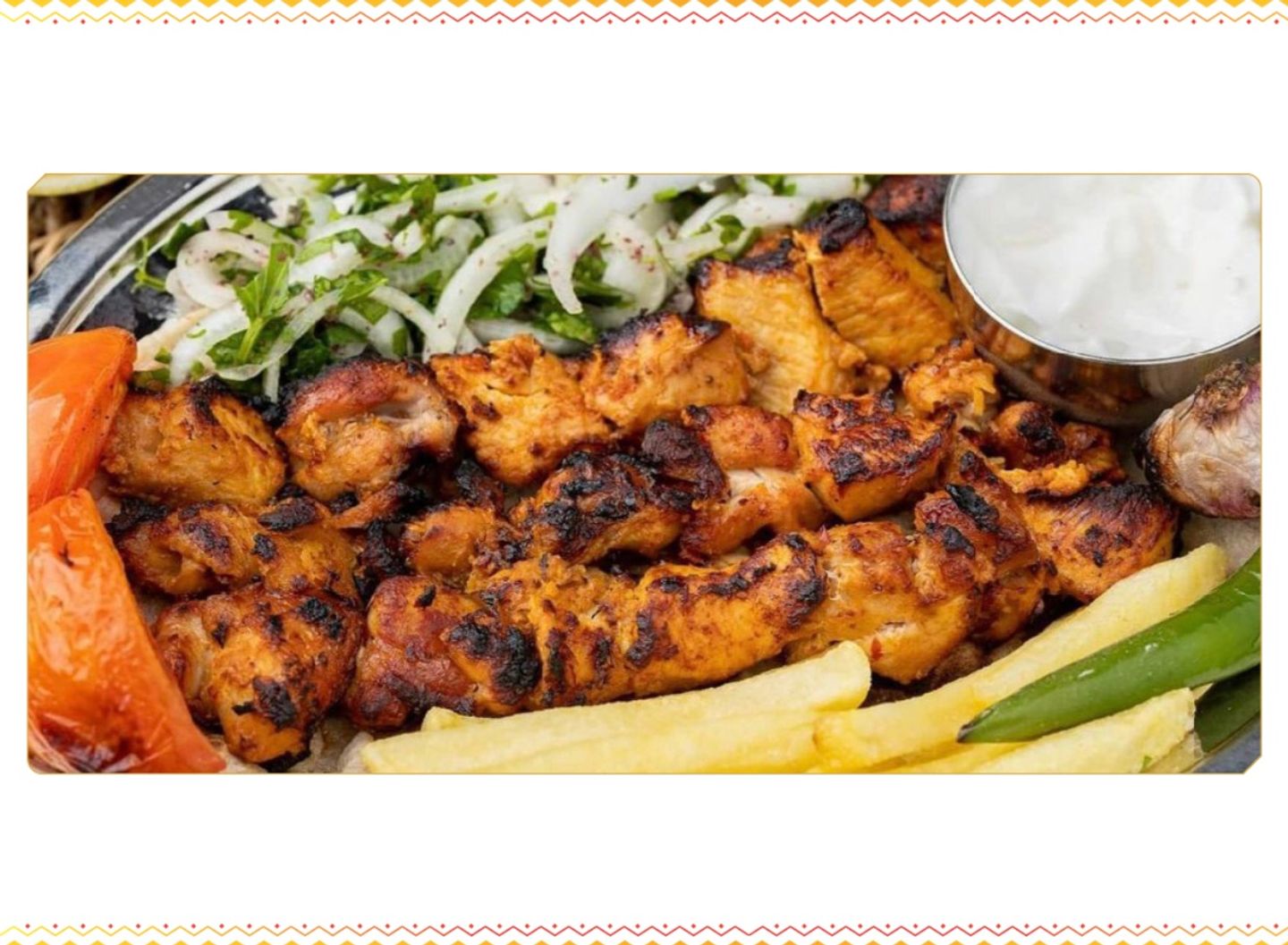 شيش طاووق نفر 3 اسياخ   حمص   رز