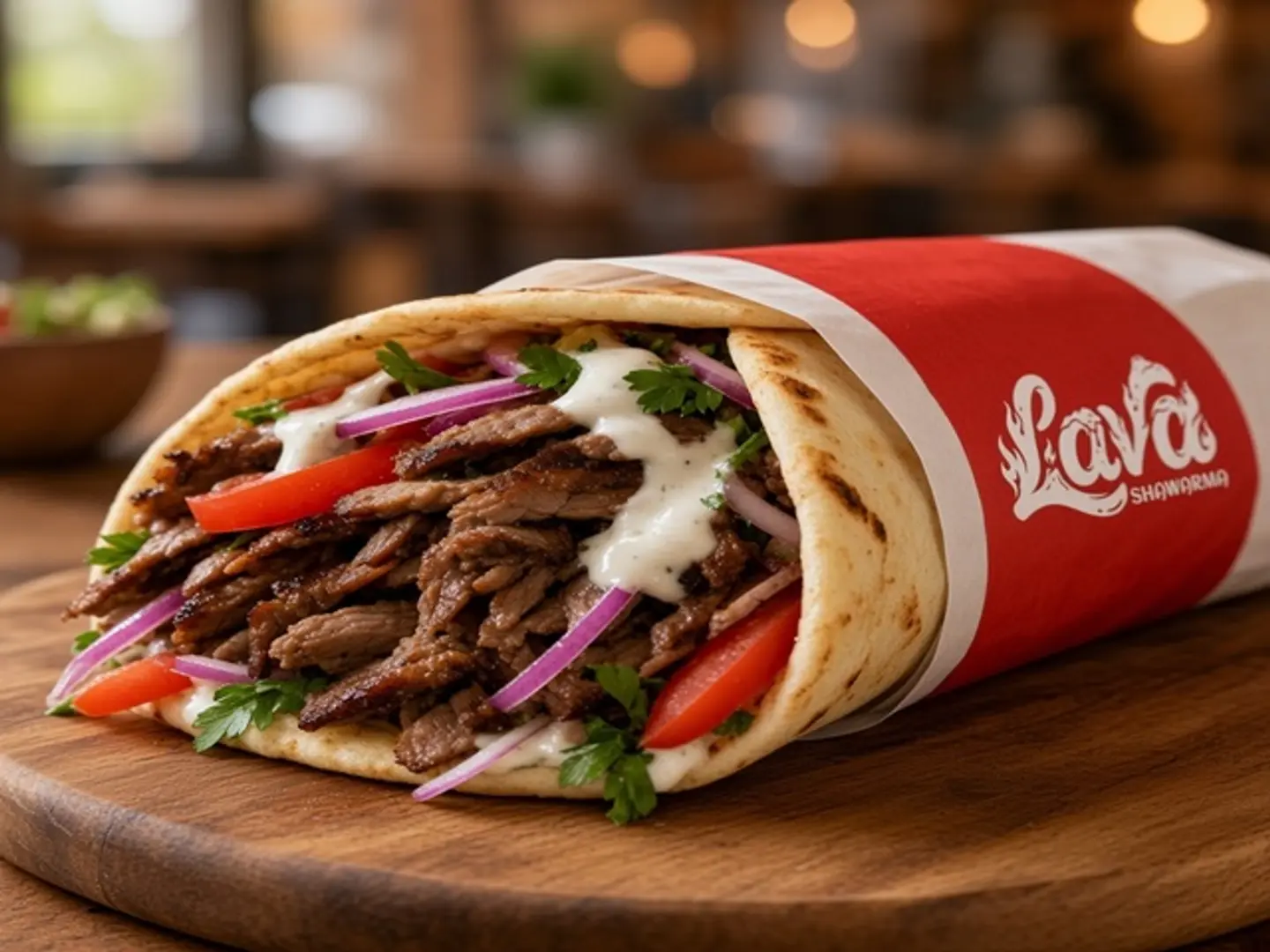Beef Shawarma In Lebanese Bread