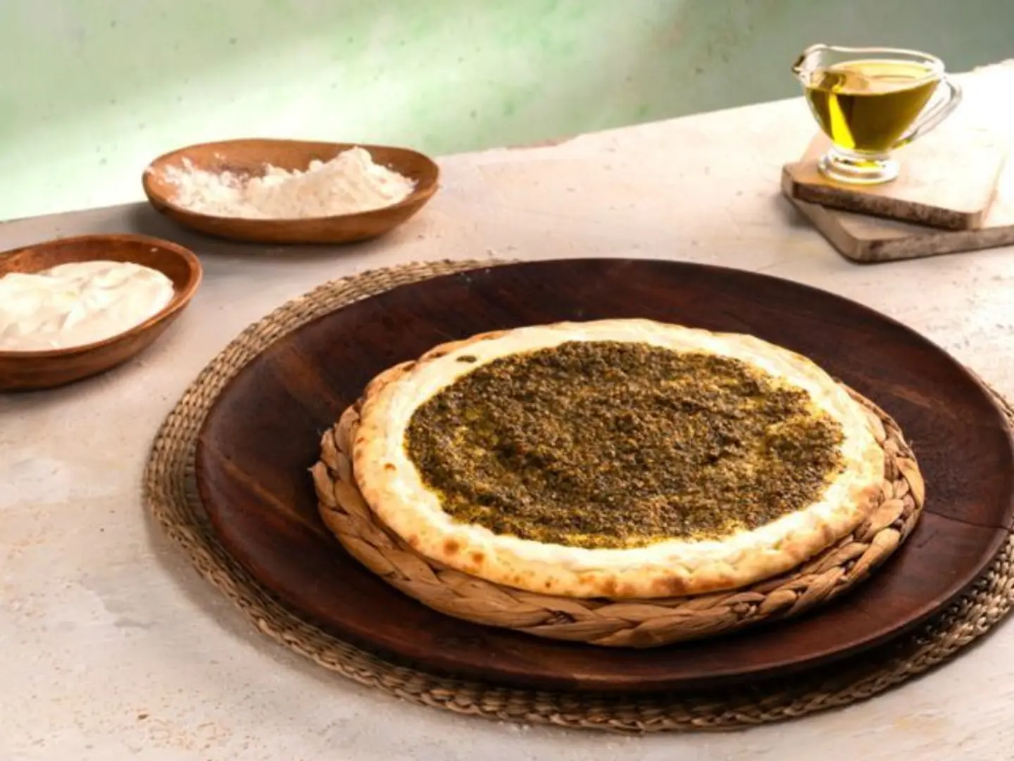 بيتزا جبنه ولبنه وزعتر