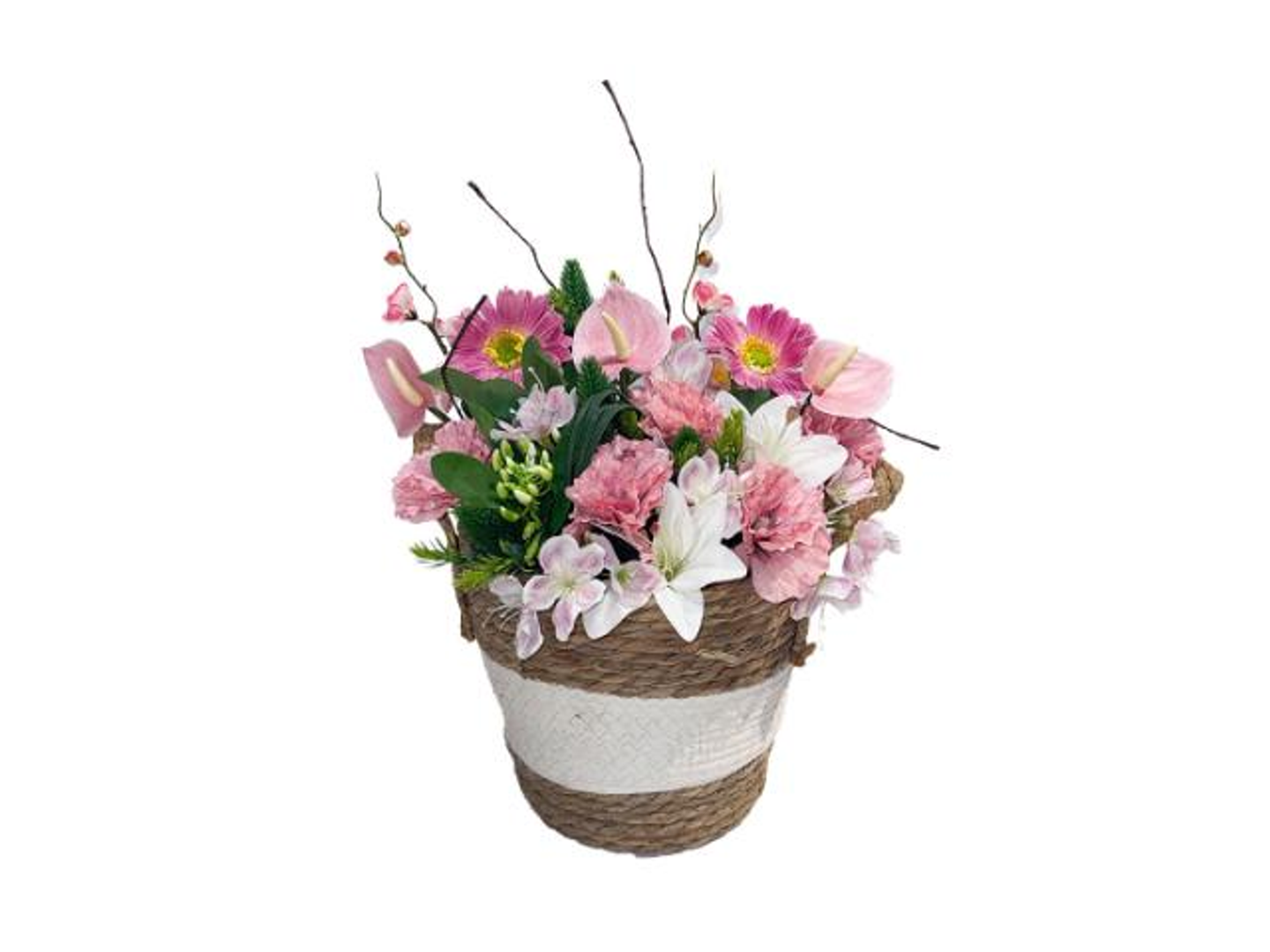 Basket With Artificial Roses 103