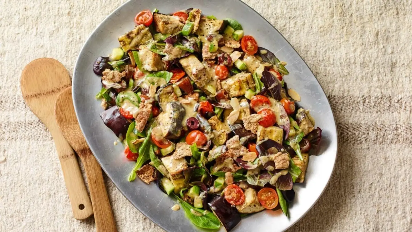 Fattoush With Smoked Eggplant