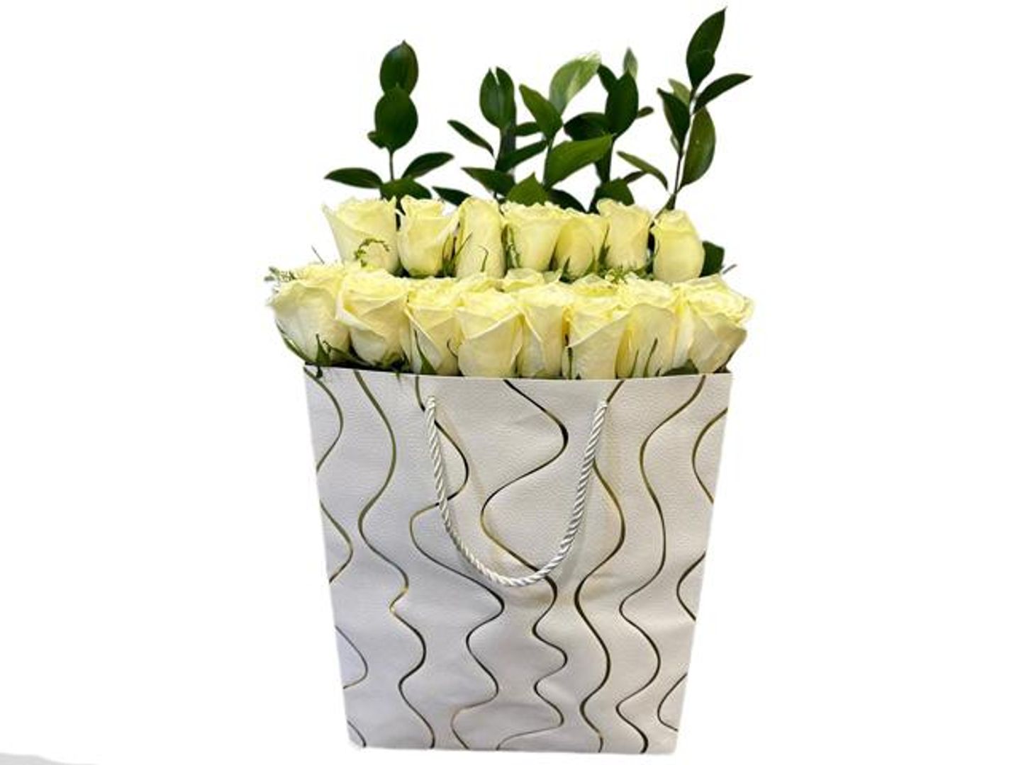 White Bag With Natural White Flowers And Dutch Vegetables