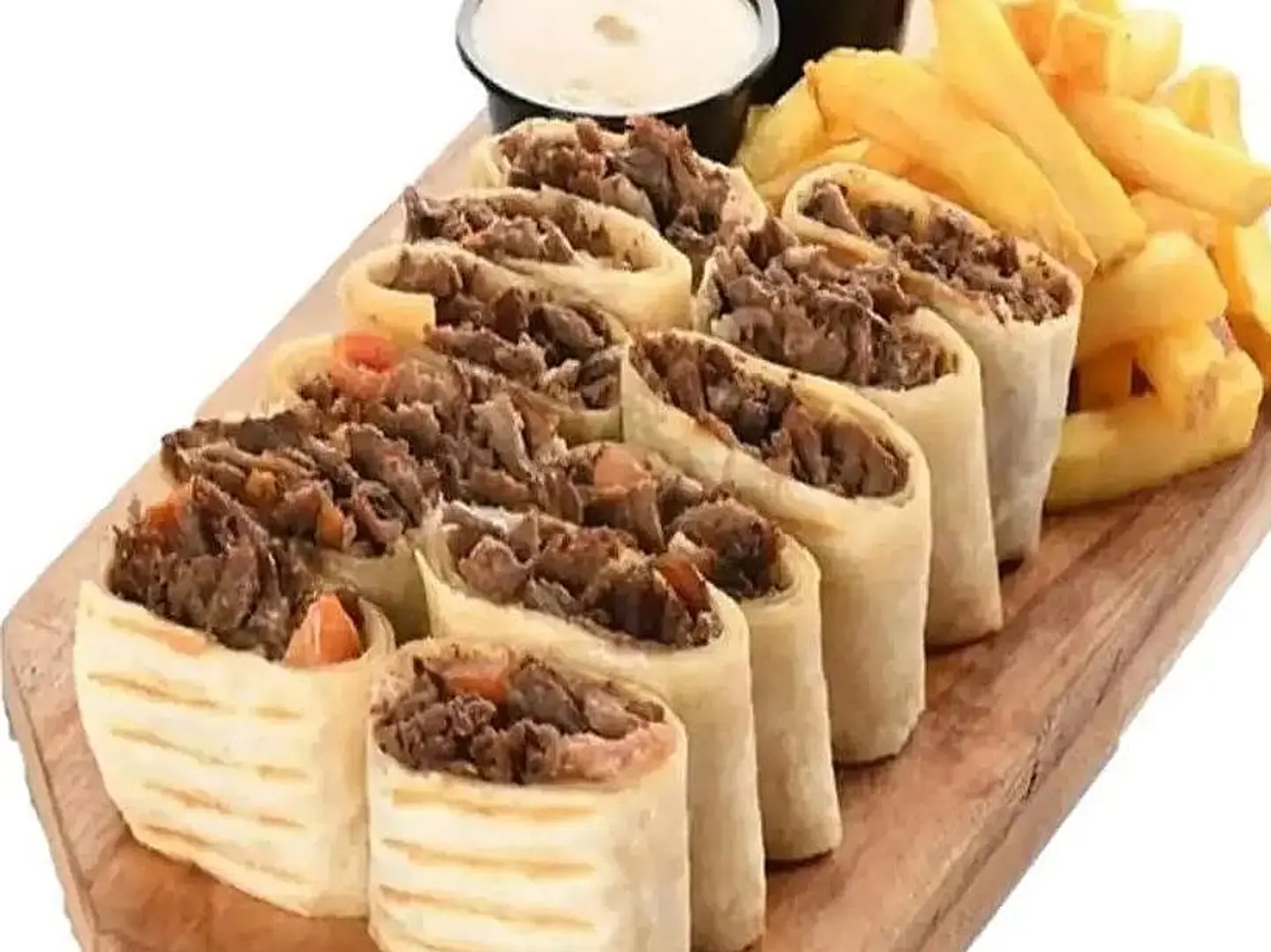 صحن شاورما عربي لحم دبل كبير مع الصوصات