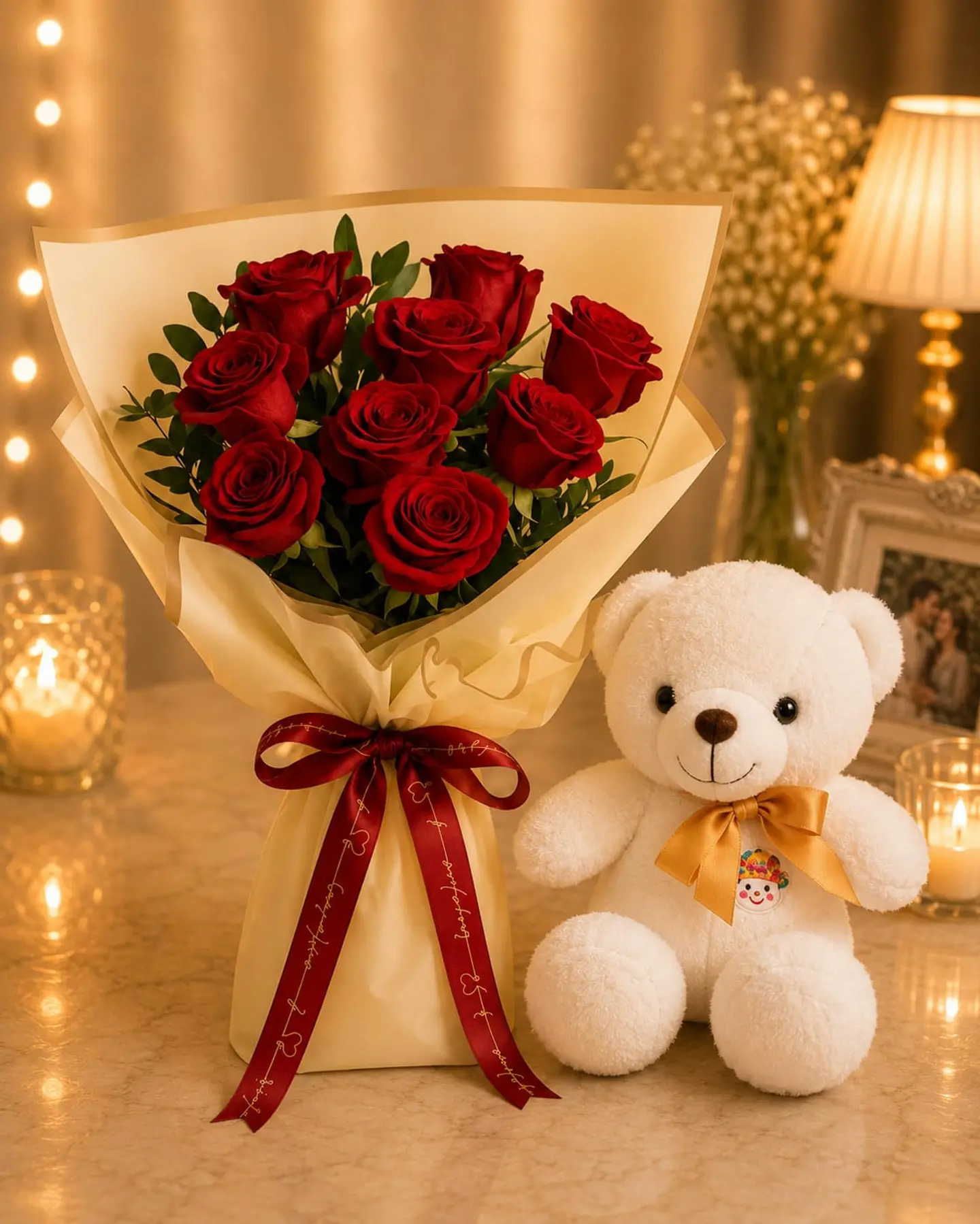 Teddy Bear With Roses 4