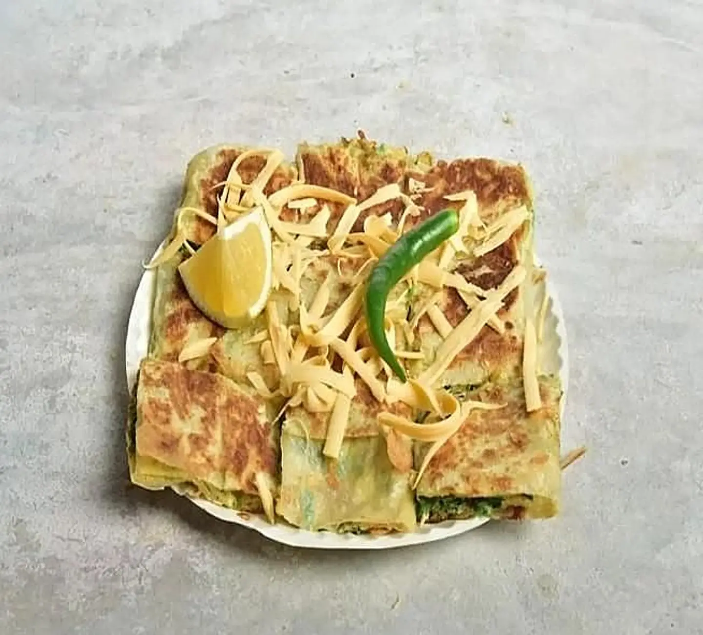 Vegetable Mutabbak With Cheddar Cheese