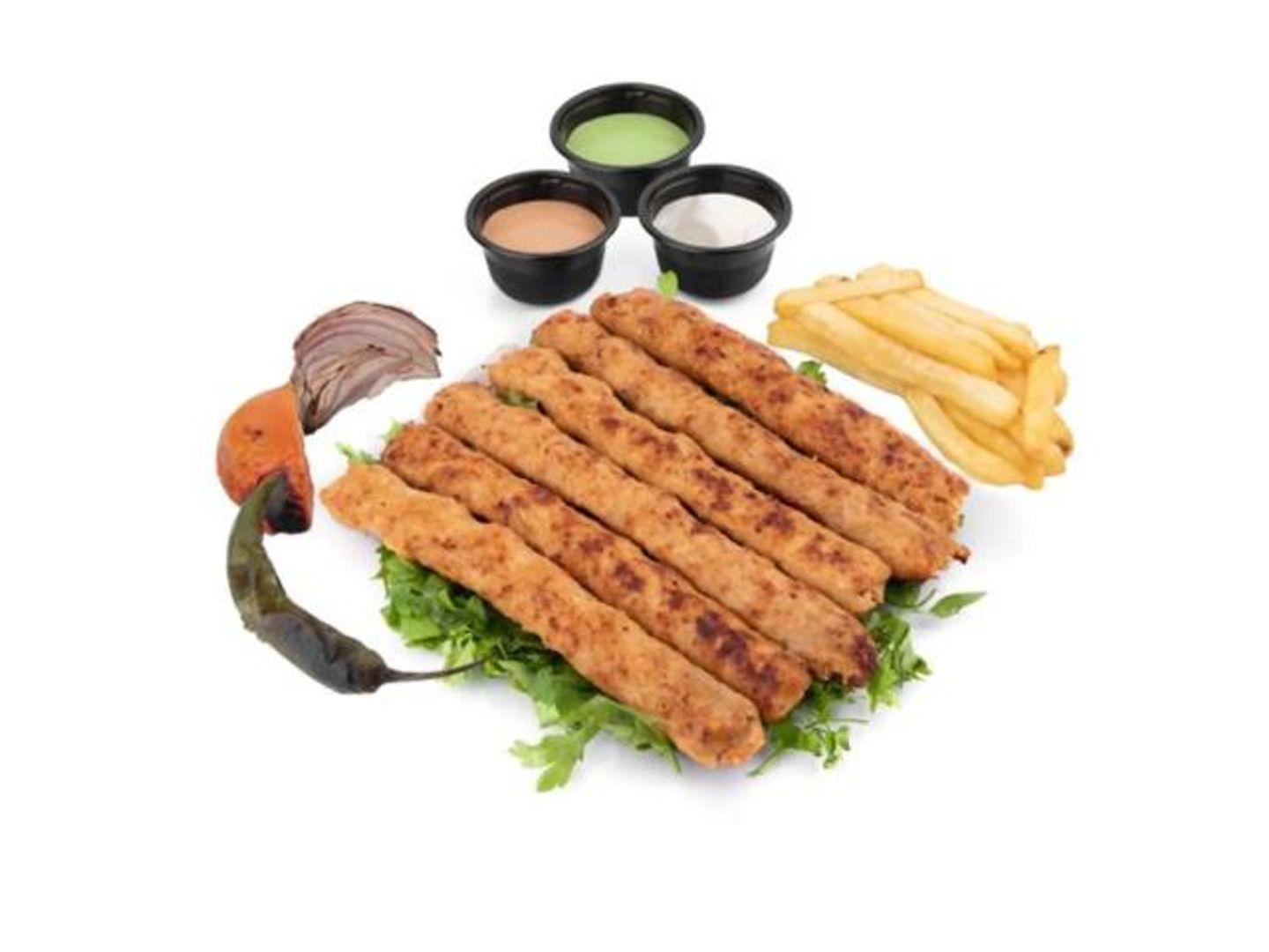صحن كباب دجاج 4 اسياخ