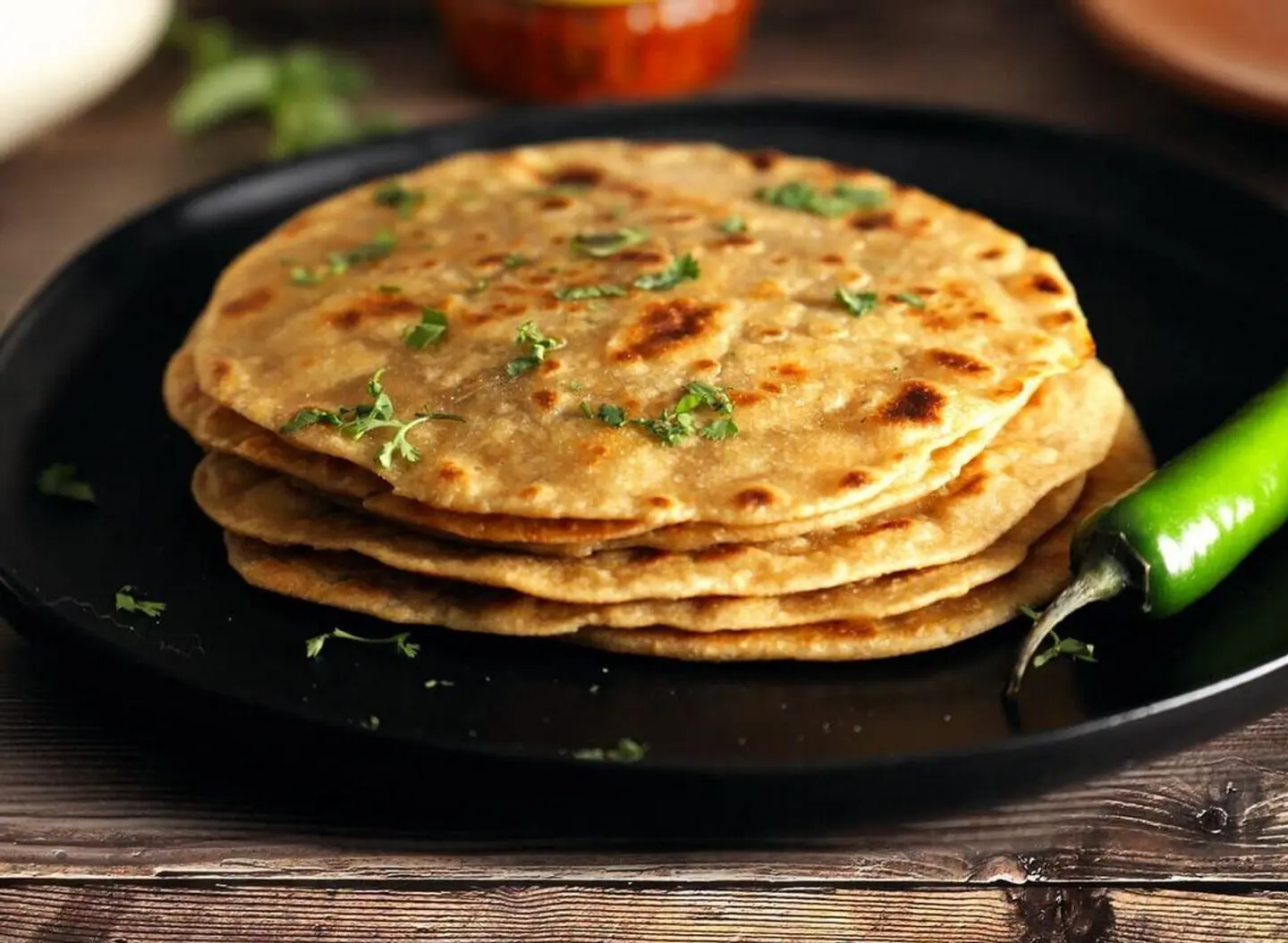 2 Parathas With 4 Types Of Curry