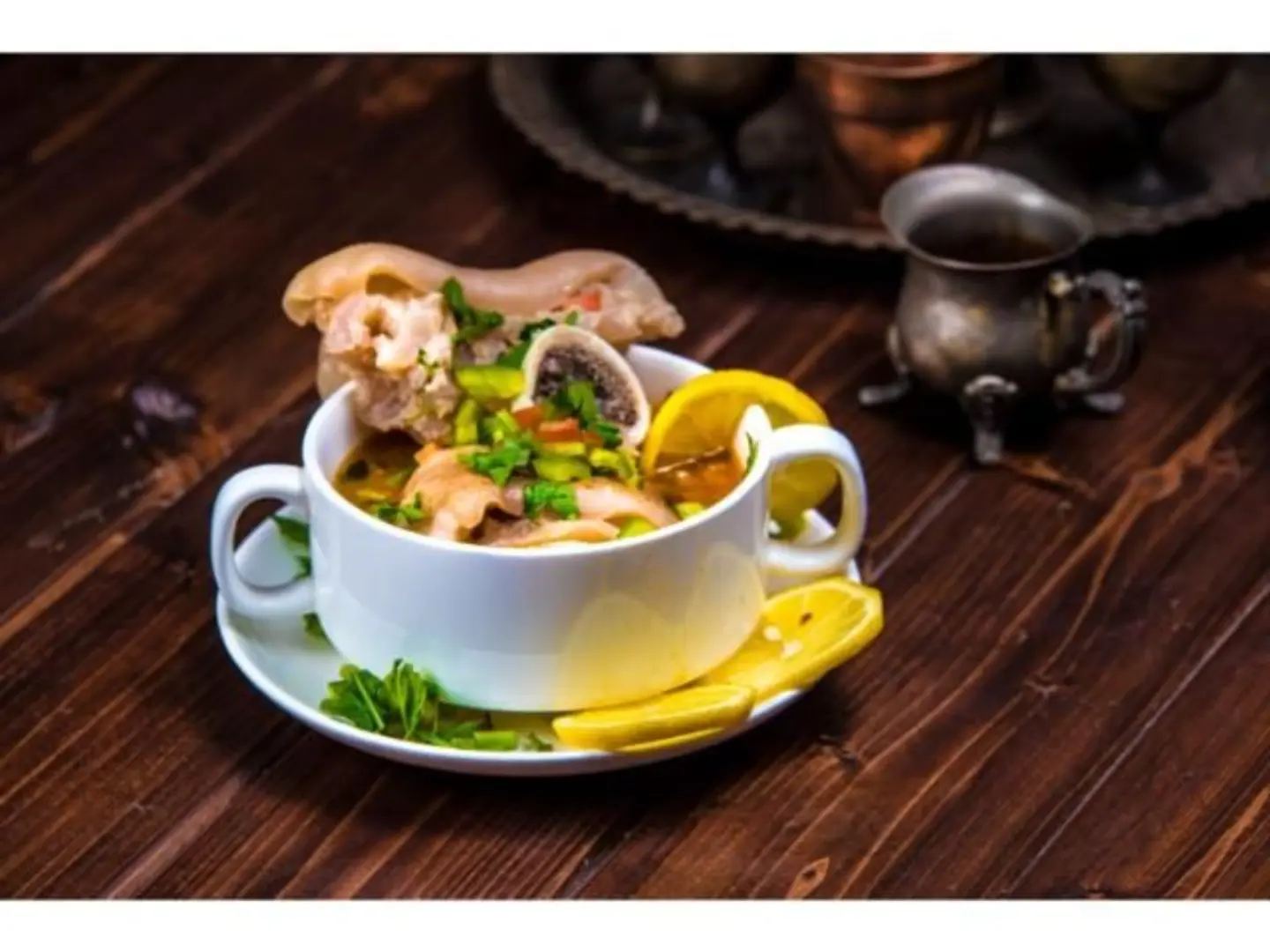 Trotters Soup With A Piece Of Trotter