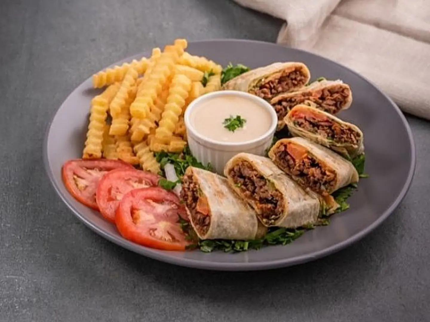 صحن شاورما لحم عربي عادي