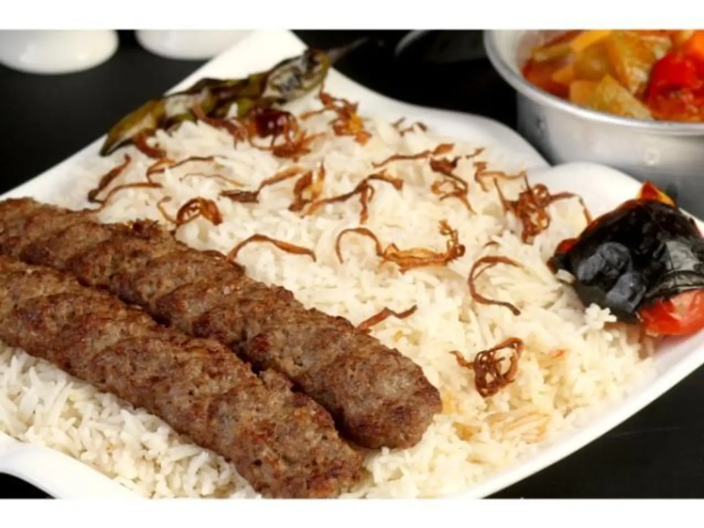 كباب عراقي مع رز ابيض