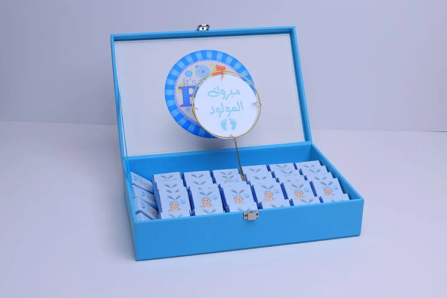 صينية خشب مواليد ازرق