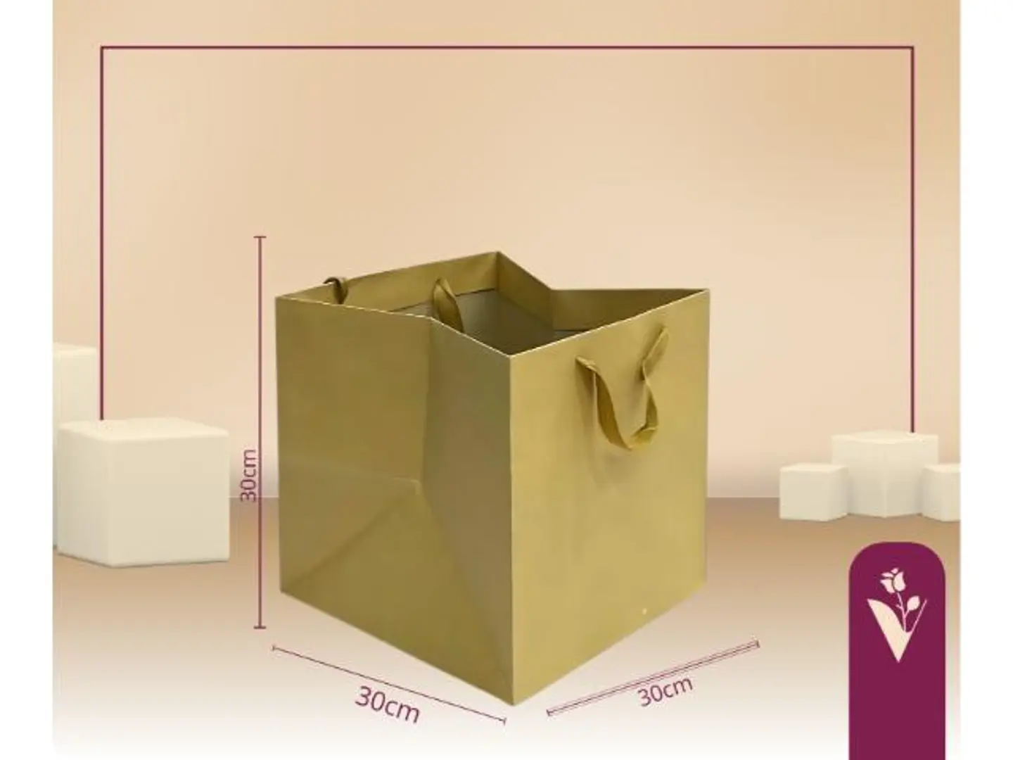 أكياس هدايا قاعدة مربع وسط بني