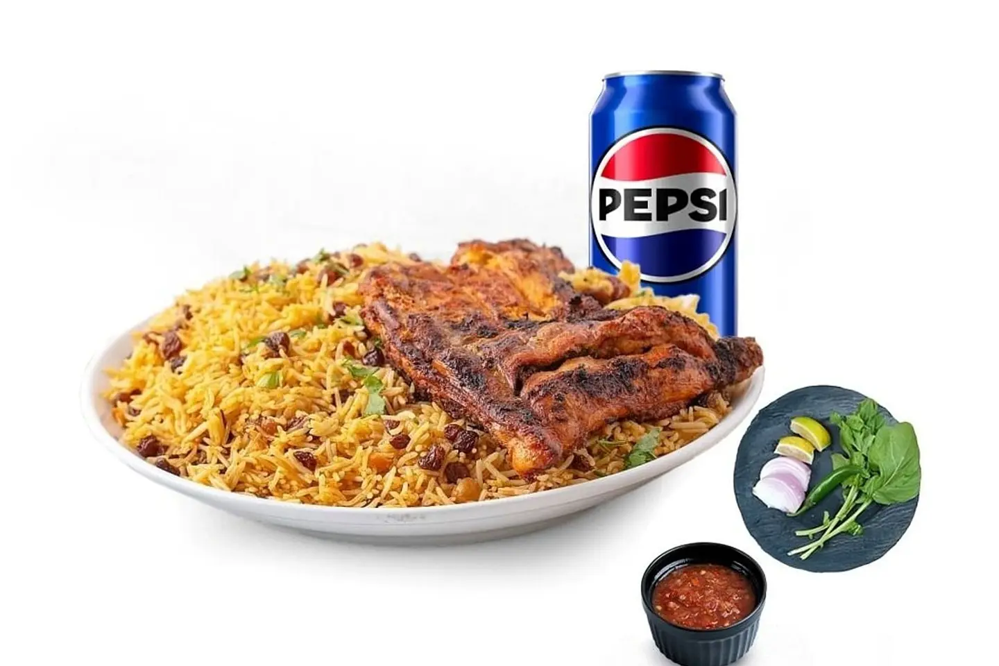 نصف علي الفحم وجبة +مشروب