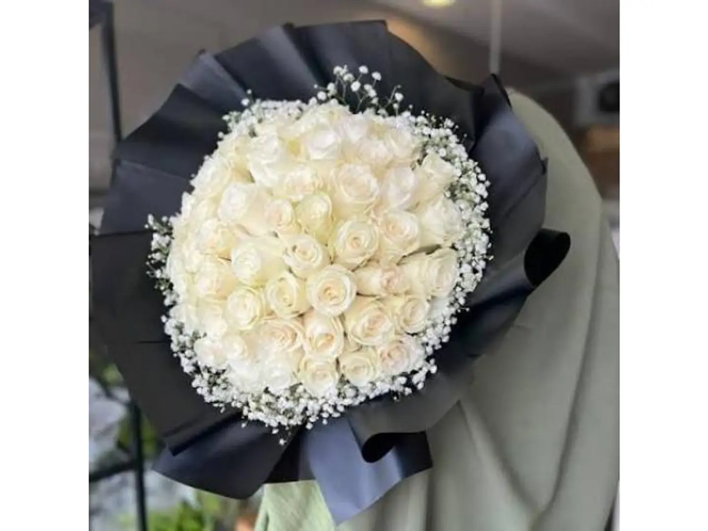 بوكيه جوري 50 وردة ابيض مع التغليف