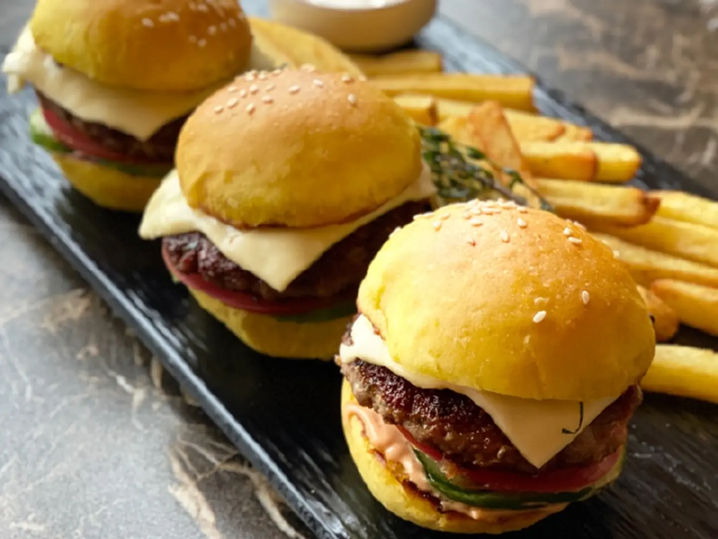 Slider Burger With French Fries