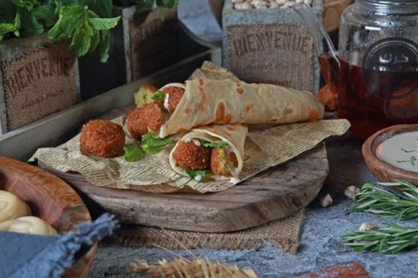 Labnah And Falafel Chapati