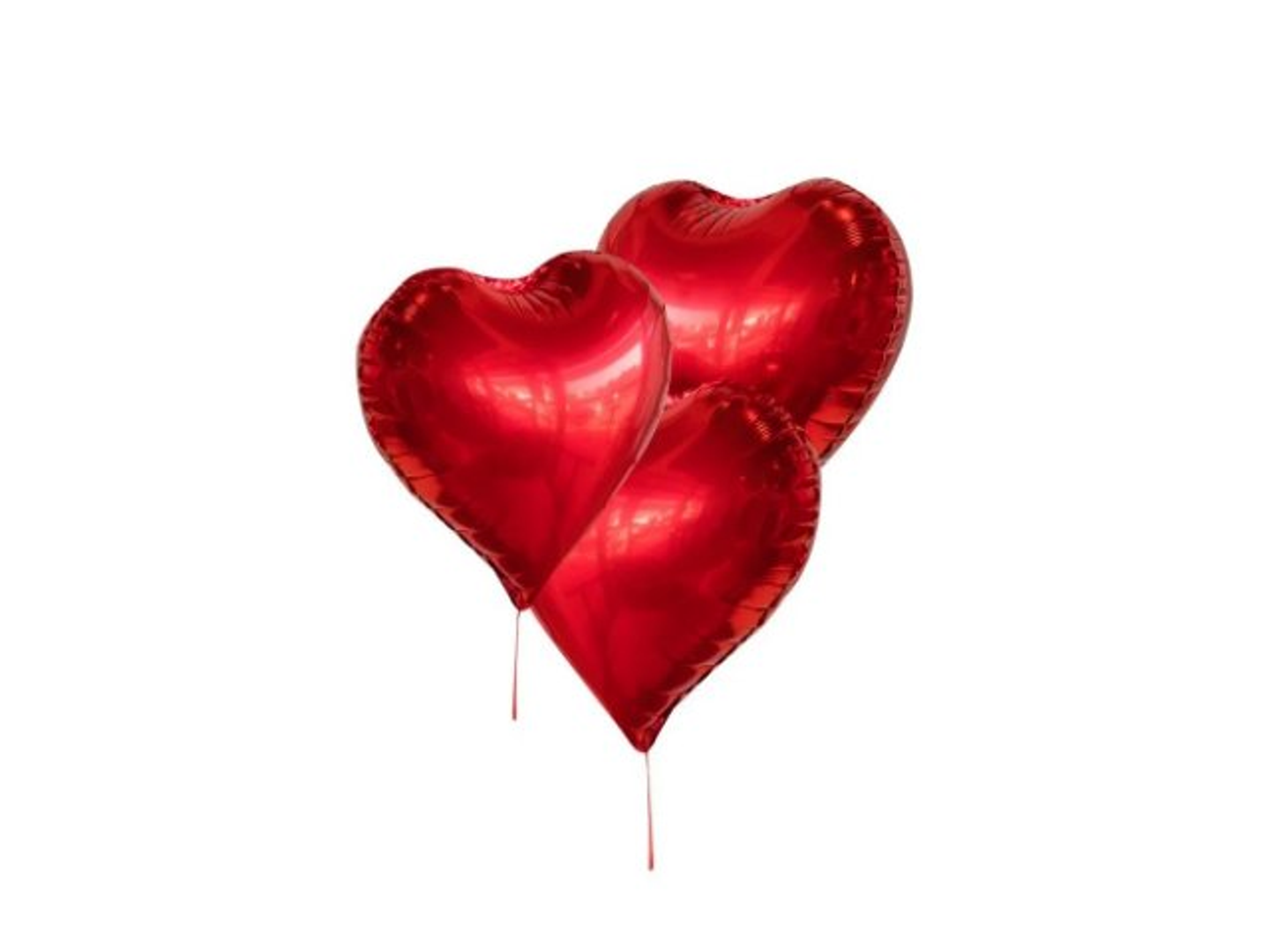 3 Red Heart Balloons