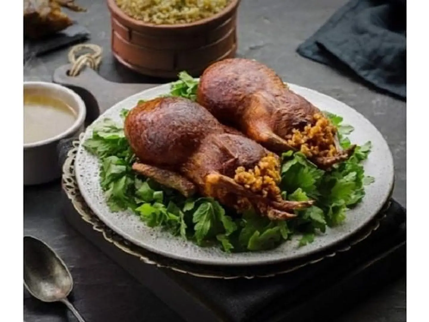 وجبة حمام محشي رز بخلطة الفولي