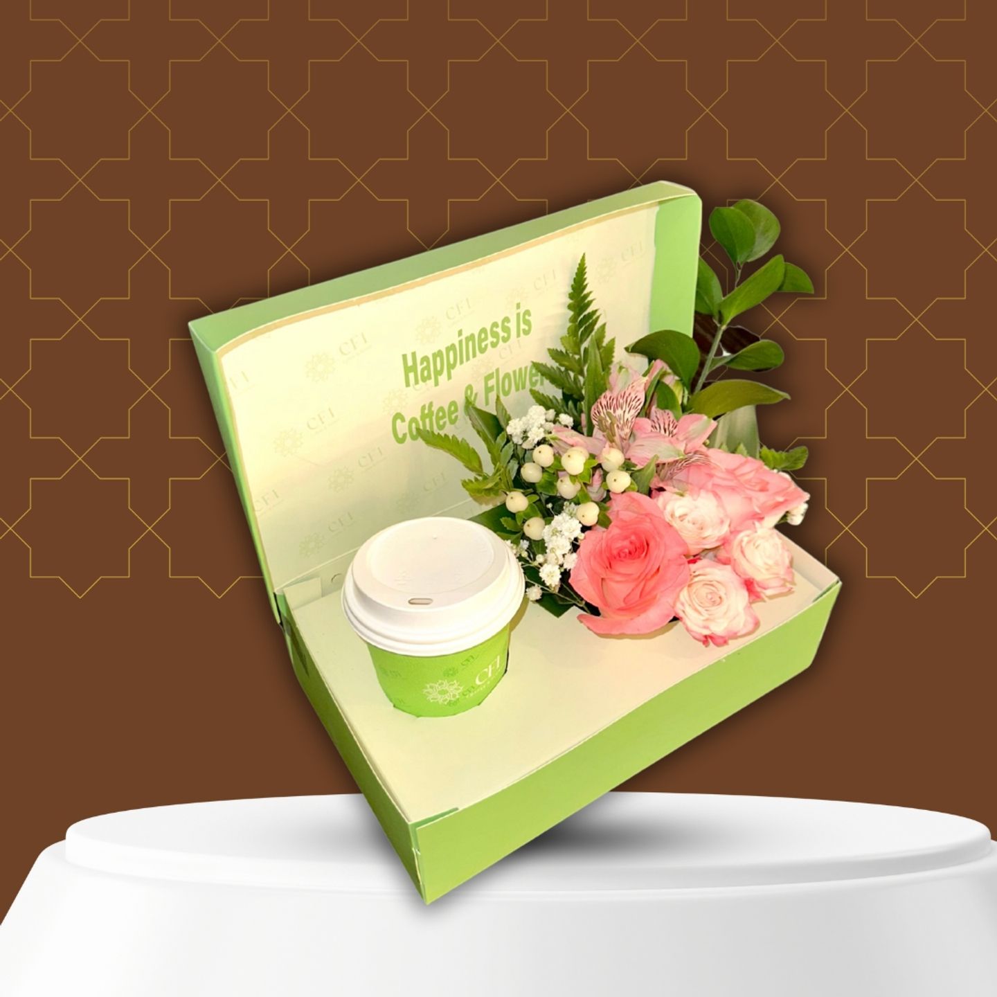 Eid Box Coffee And Roses   Medium Size