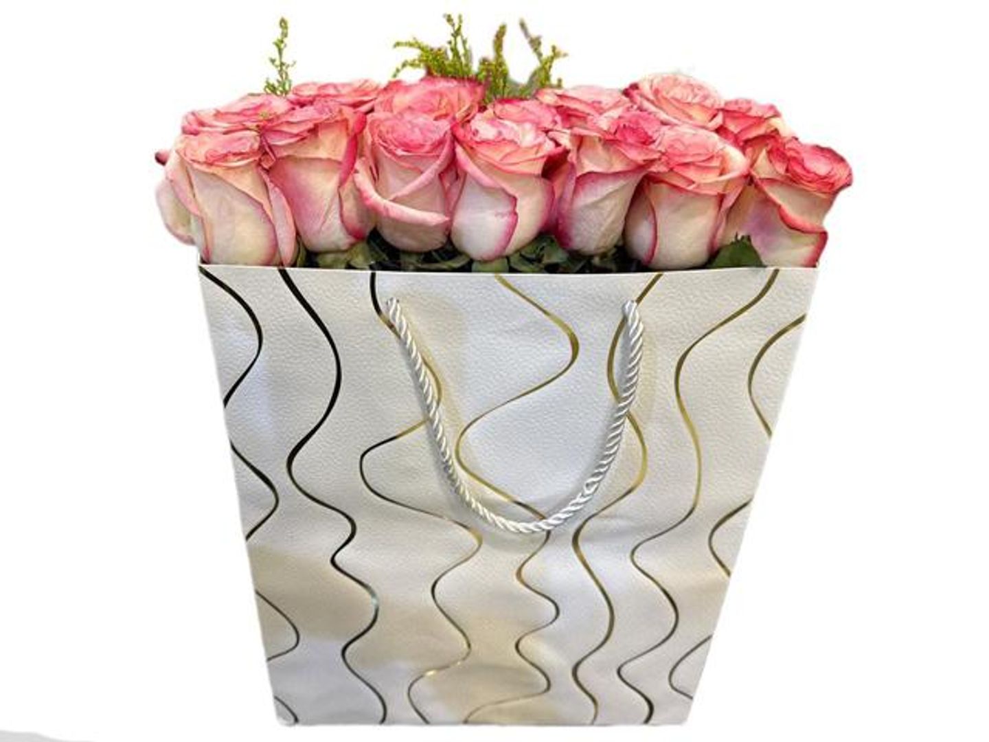 A Fancy Bag With Natural Double Colored Roses