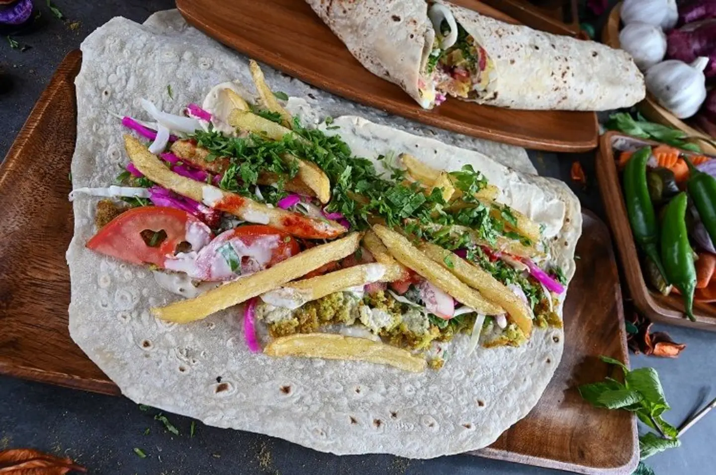 شامية دبل فلافل مع بطاطس