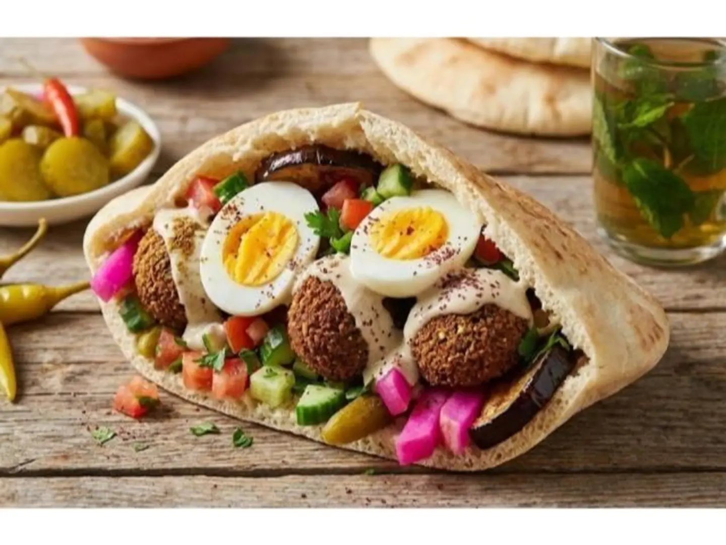 Falafel Sandwich With Boiled Egg