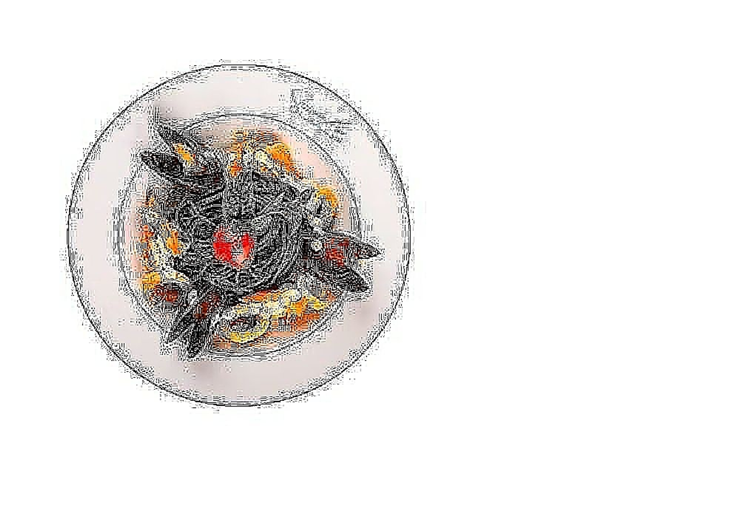 السباجتي السوداء مع المأكولات البحرية