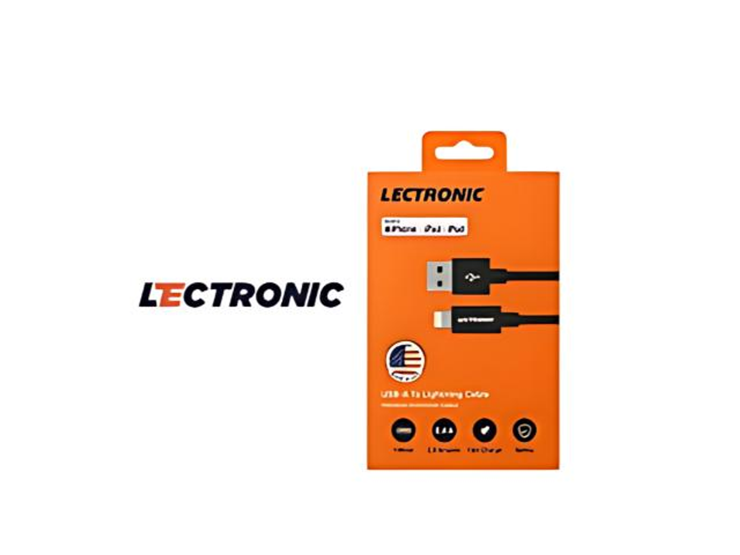 كيبل شحن من ليكترونيك يو اس بي ايفون ربل 1م