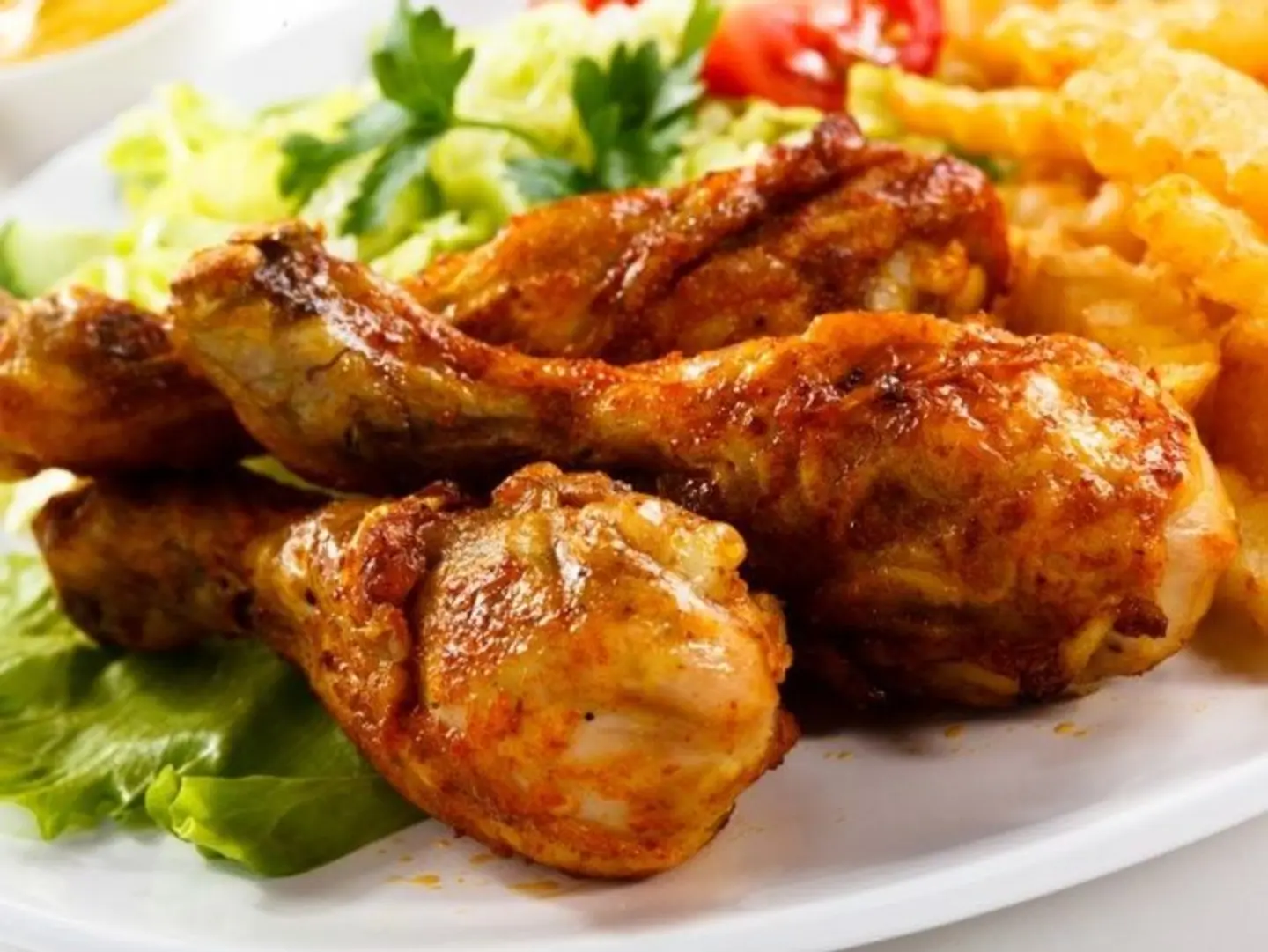 Half Roasted Chicken Meal With Rice And Vegetables