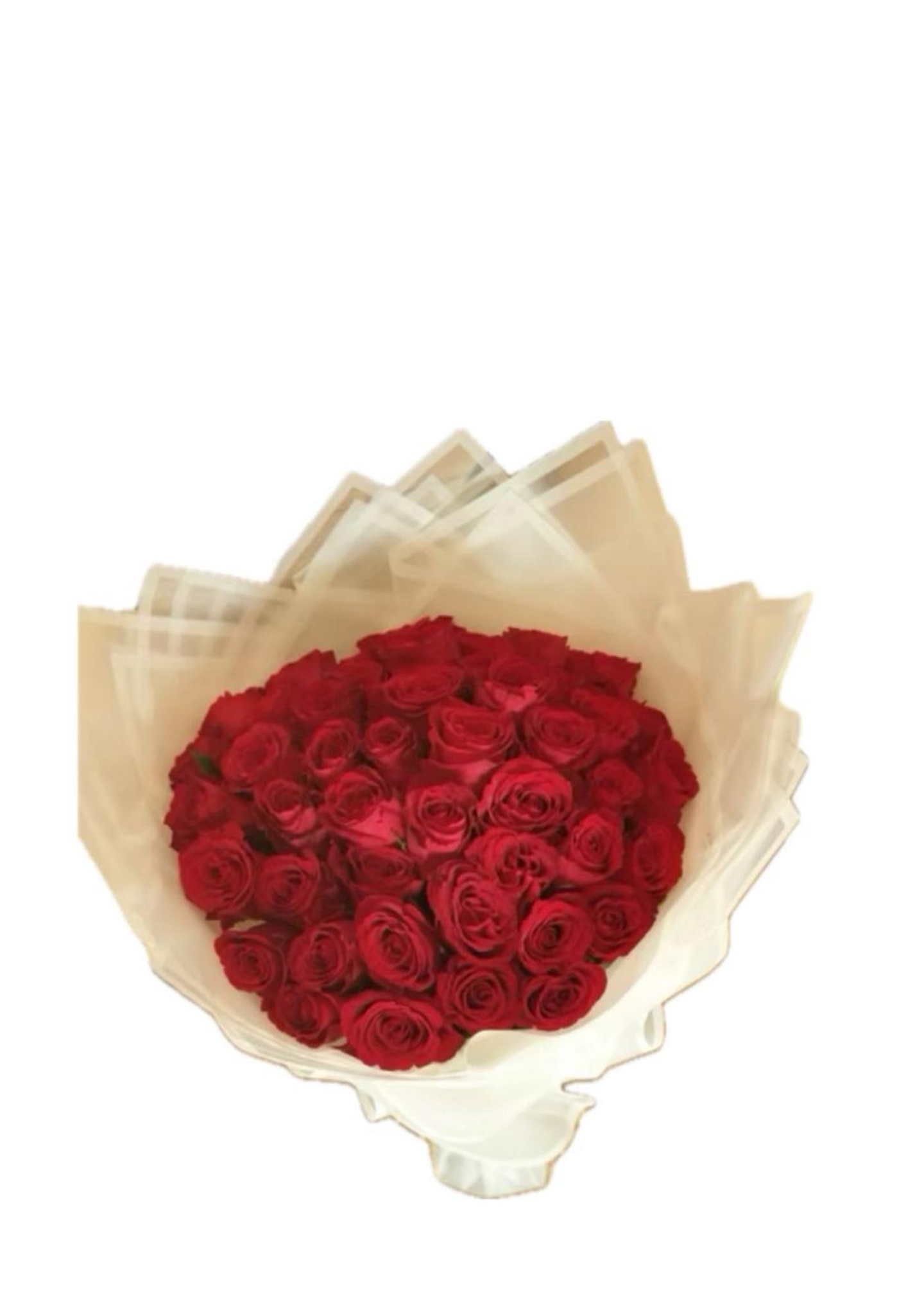 باقة الجوري الأحمر مع التغليف الذهبي