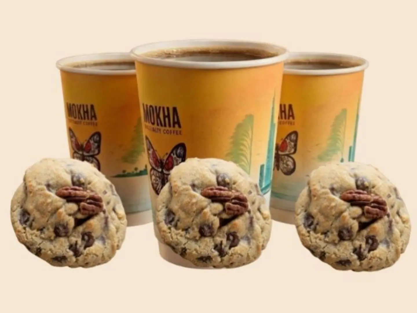 3 Coffees Of The Day With 3 Pecan Cookies