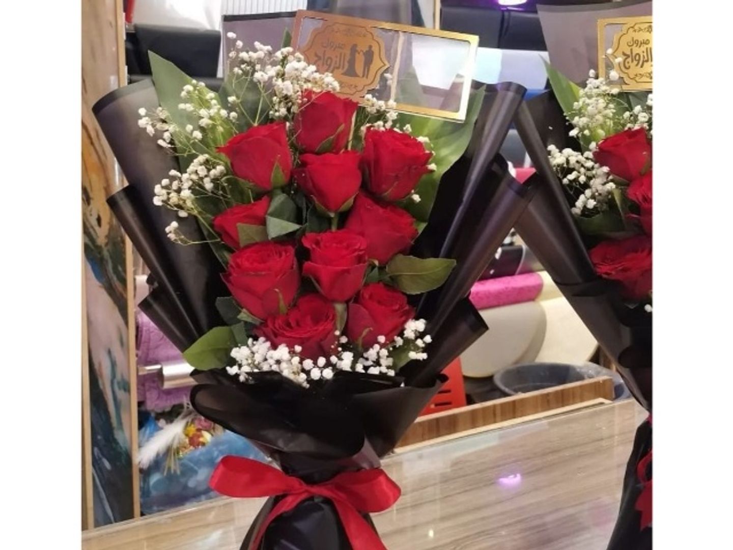 بوكيه مفتوح ورد احمر
