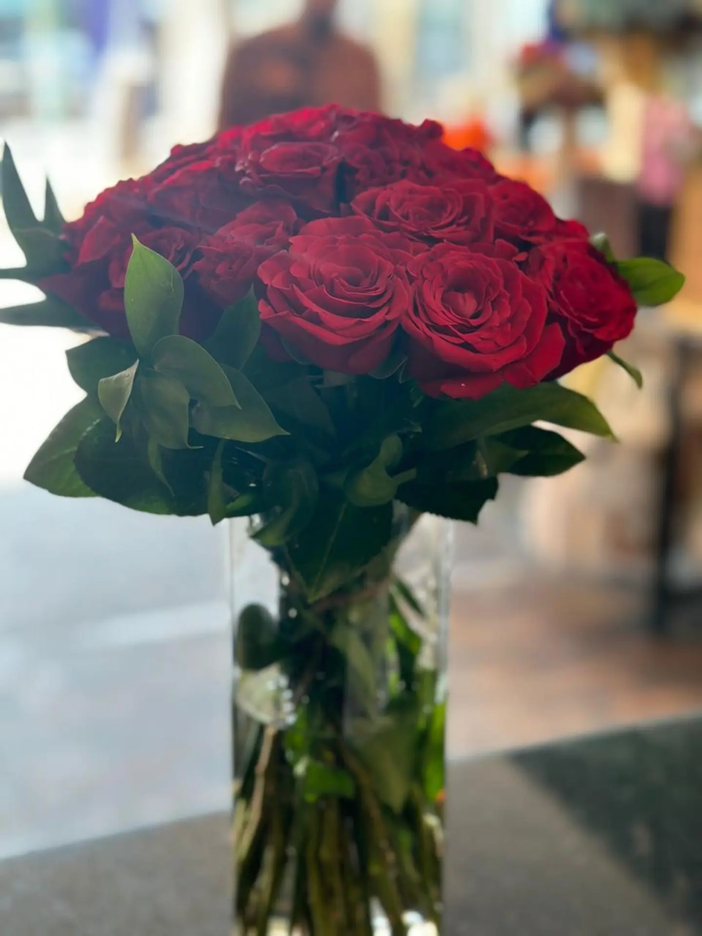 A Red Rose Flowers With Vase