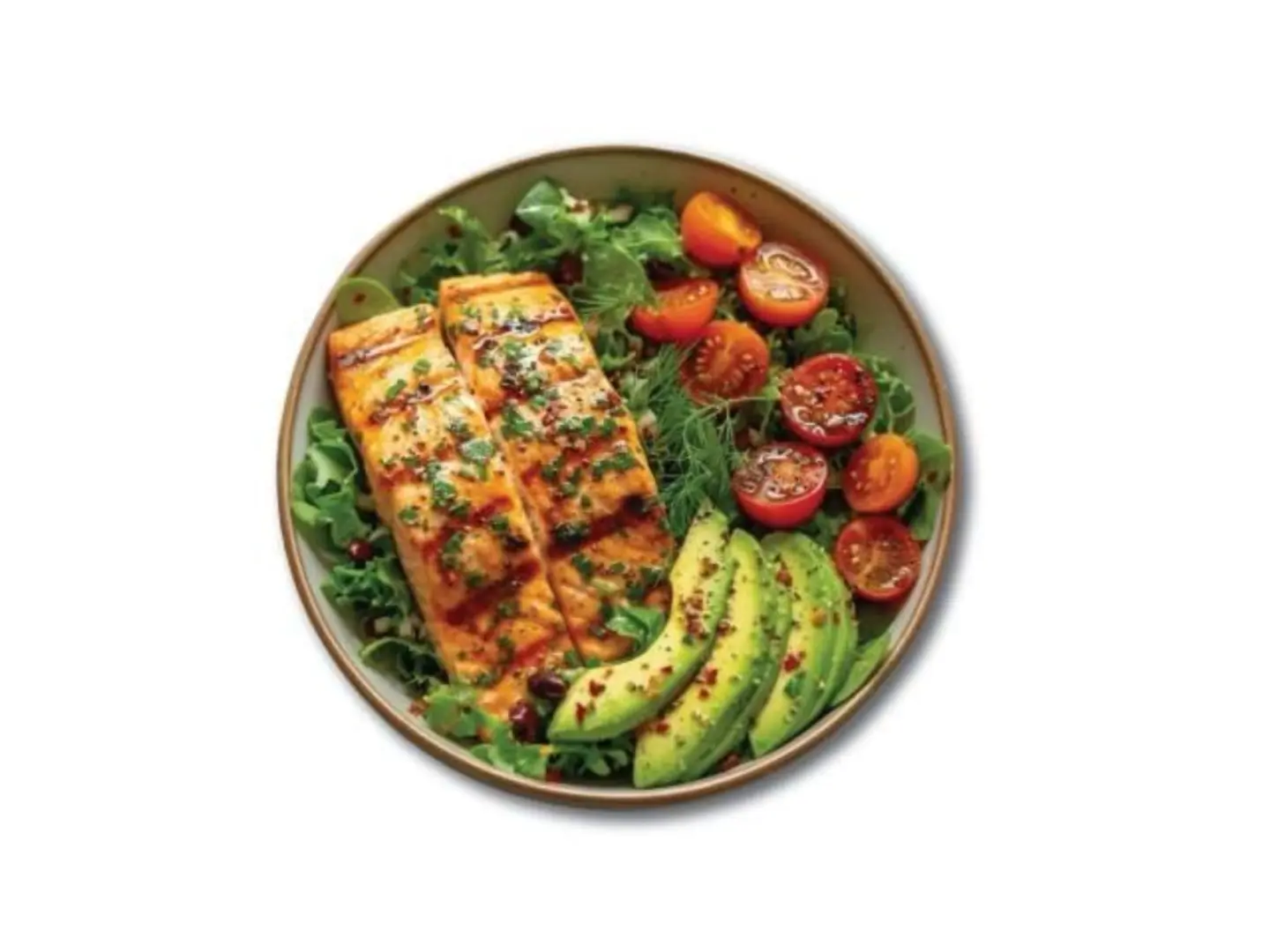Grilled Salmon With Avocado And Green Vegetables
