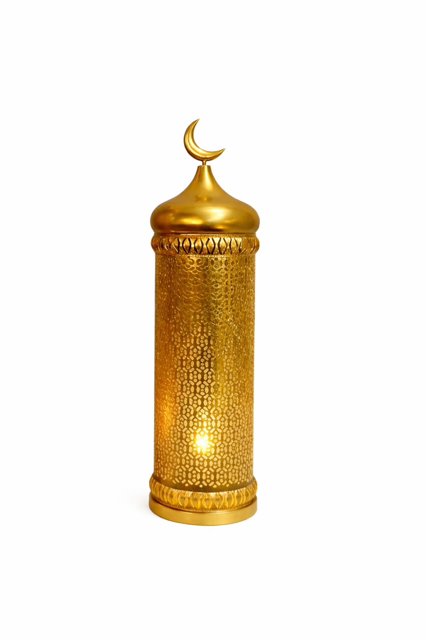 فانوس رمضان ذهبي مضيء – مقاس صغير