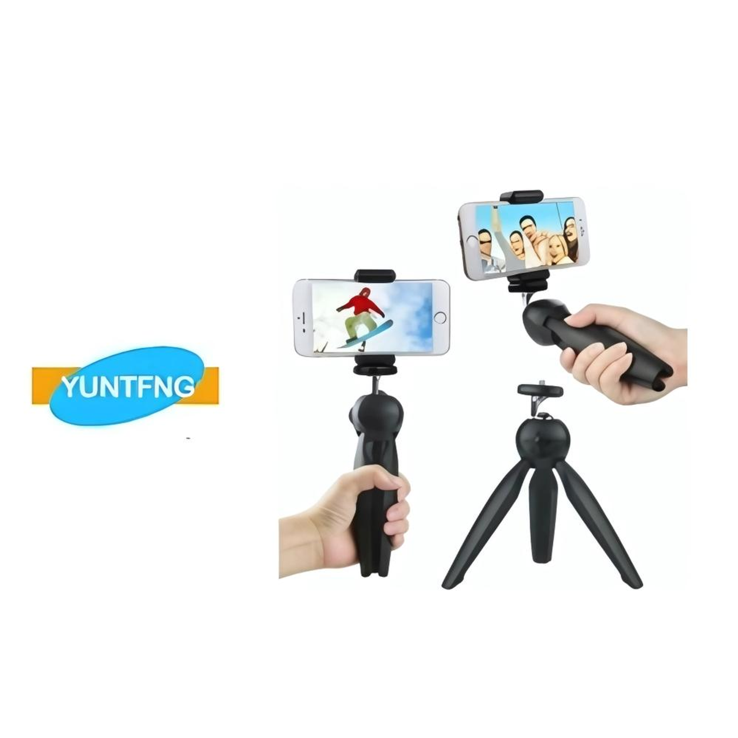 Tripod Stand With Phone Holder Black