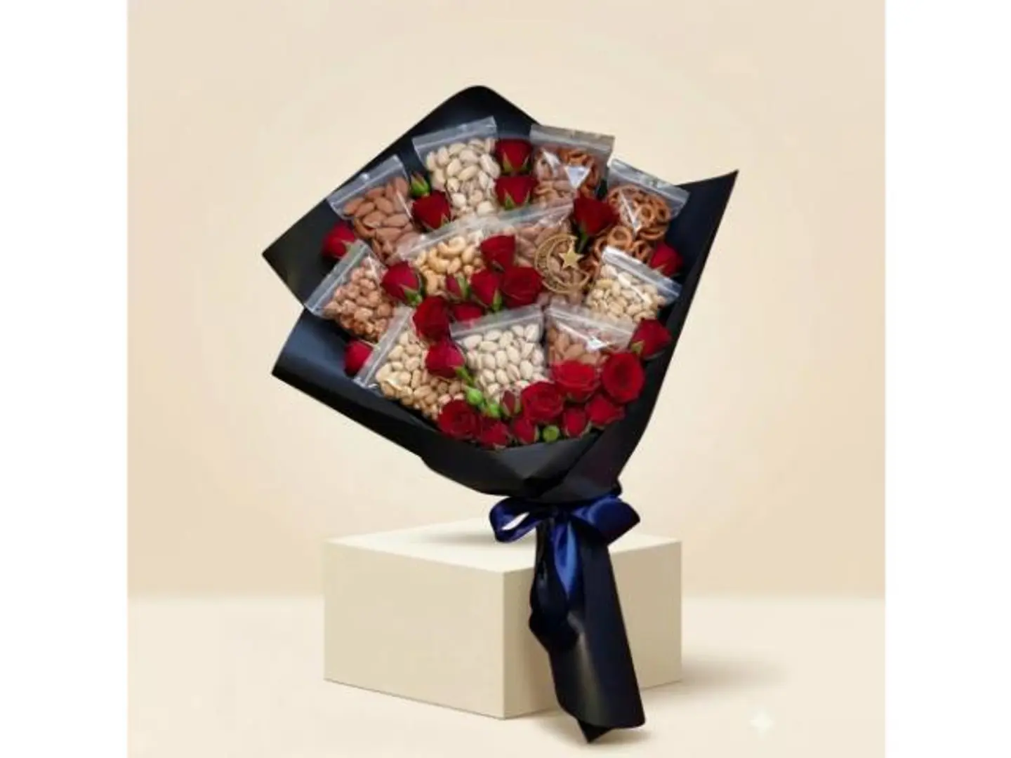 A Bouquet Of Nuts With Flowers