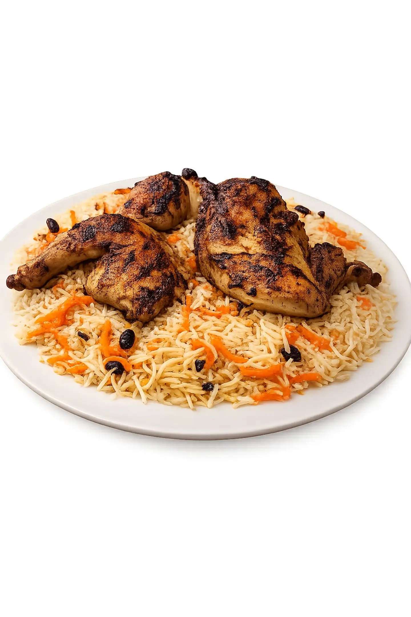 دجاج على الفحم مع ارز بخاري