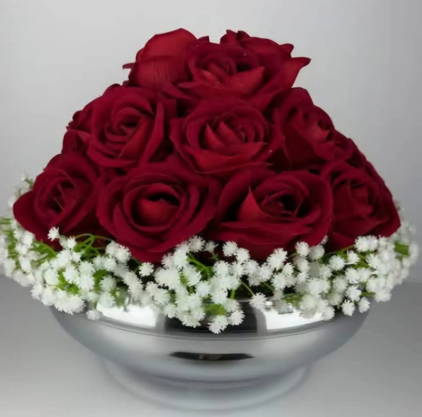 Red Pyramid Bouquet With Gypsophila