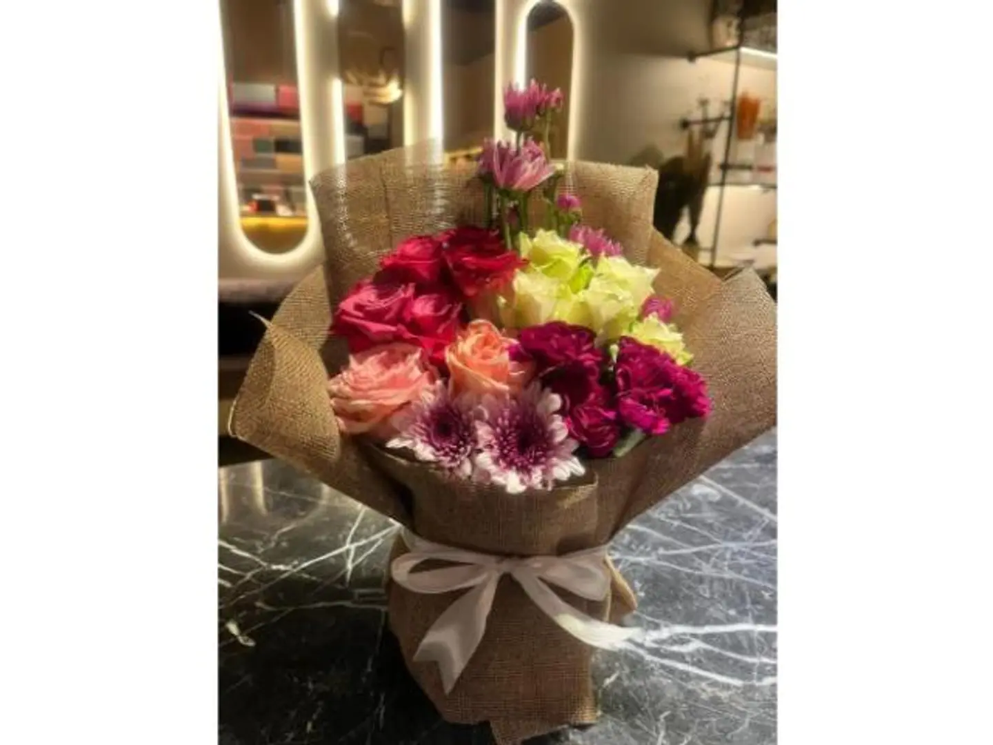 Burlap And Roses Bouquet