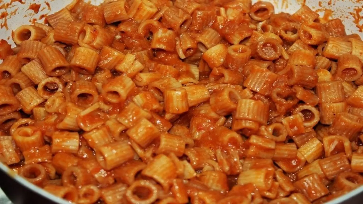Tray Of Red Pasta With Chicken