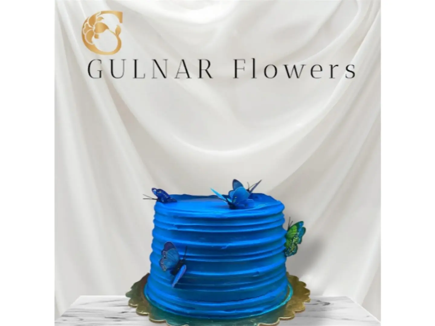 Blue Cake With Butterflies